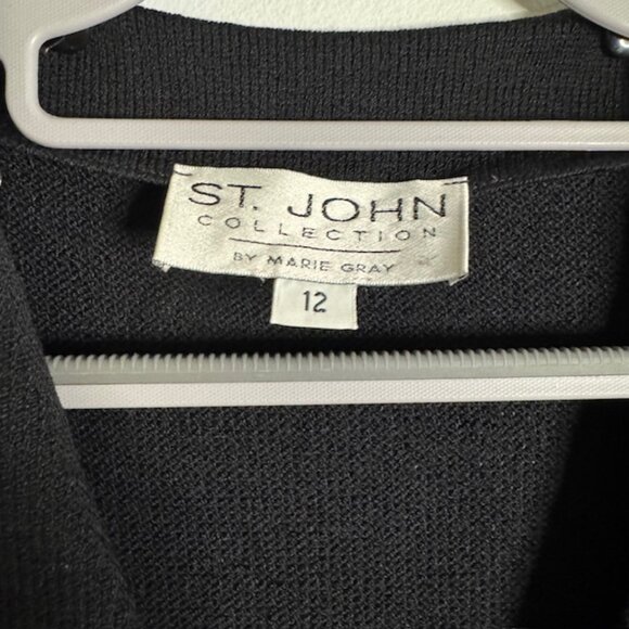 St. John By Marie Gray Long Black Button From Cardigan Sweater Gold Buttons - Picture 7 of 7